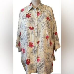 Zara Oversized Knot floral Button up Blouse size S